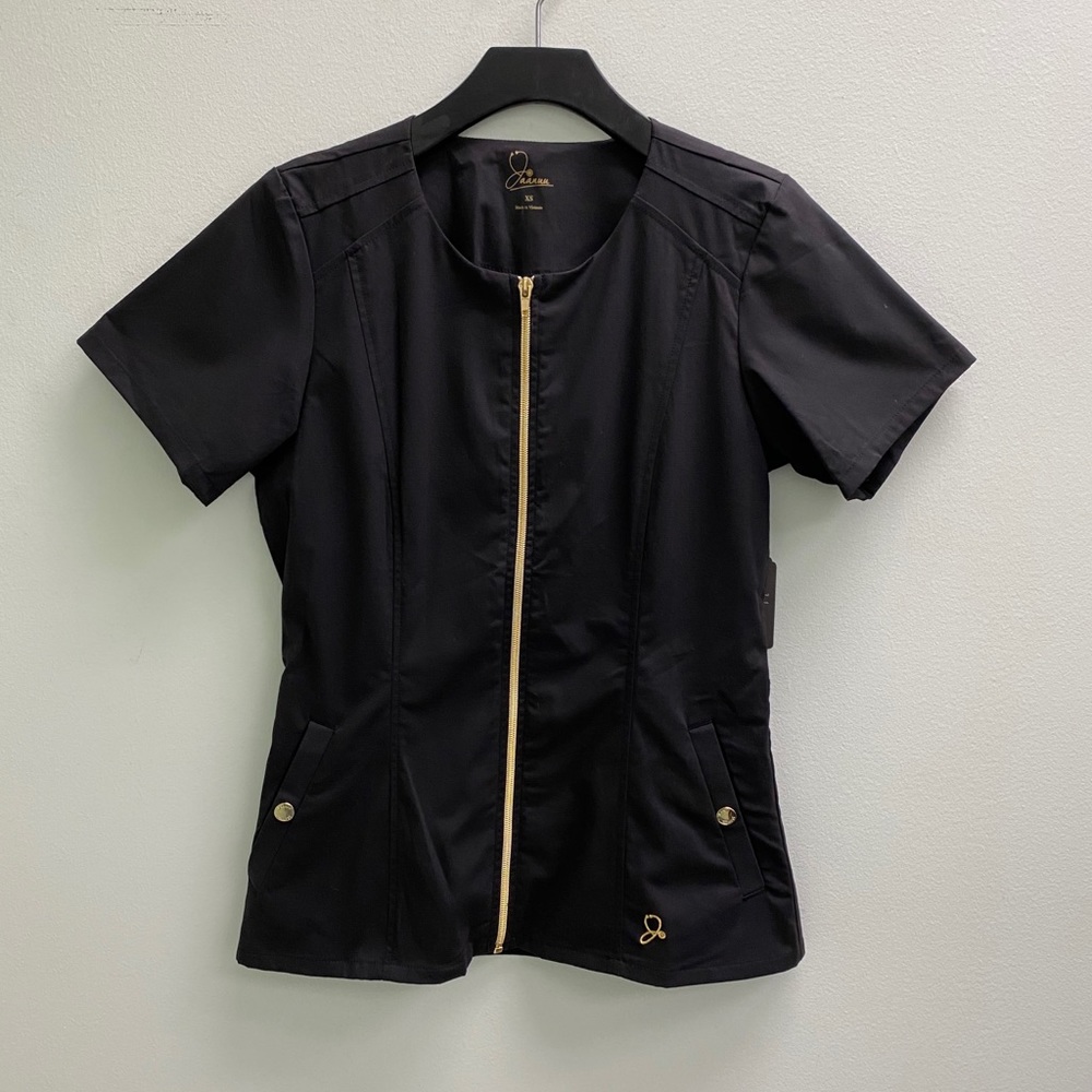 Black Jaanuu Full-Zip Scrub Top